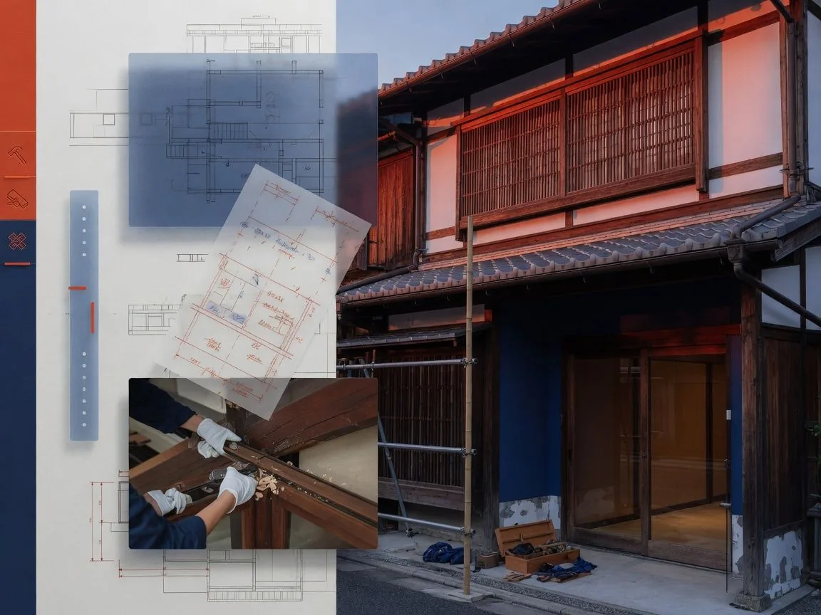 Exterior of a renovated 100-year-old machiya in Kyoto